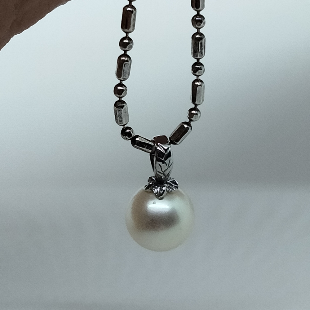 14K Karat White Gold Fresh Water 10mm Pearl Pendant 1.1 Grams PF No Chain